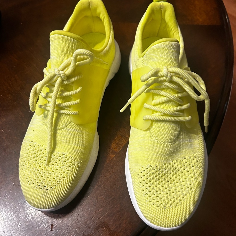 Aldo Neon Yellow Knit Lace-Up Sneakers